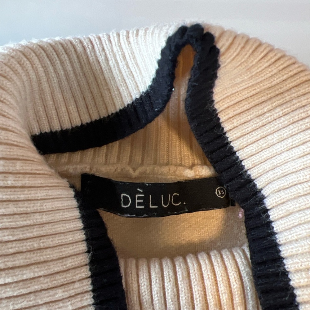 Deluc Cream and Black Striped Cowl Neck Sweater - Picture 5 of 9